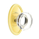 Emtek 8520-LW-US3 Lowell Crystal Door Knob Dummy Set With Oval Rosette Polished Brass