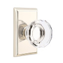 Emtek 8521-LW-US14 Lowell Crystal Door Knob Dummy Set With Rectangular Rosette Polished Nickel