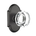 Emtek 8108-LW-US19 Lowell Crystal Door Knob Passage Set With #8 Rosette Flat Black