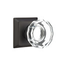 Emtek 8131-LW-US19 Lowell Crystal Door Knob Passage Set With Quincy Rosette Flat Black