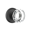 Emtek 8200-LW-US19 Lowell Crystal Door Knob Privacy Set With Regular Rosette Flat Black