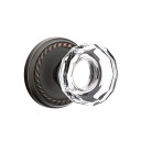 Emtek 8201-LW-US10B Lowell Crystal Door Knob Privacy Set With Rope Rosette Oil Rubbed Bronze