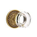 Emtek 8206-LW-US7 Lowell Crystal Door Knob Privacy Set With Lancaster Rosette French Antique