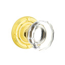 Emtek 8207-LW-US3 Lowell Crystal Door Knob Privacy Set With Ribbon & Reed Rosette Polished Brass