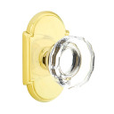 Emtek 8208-LW-US3 Lowell Crystal Door Knob Privacy Set With #8 Rosette Polished Brass