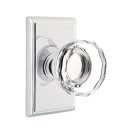 Emtek 8221-LW-US26 Lowell Crystal Door Knob Privacy Set With Rectangular Rosette Polished Chrome