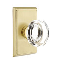 Emtek 8221-LW-US4 Lowell Crystal Door Knob Privacy Set With Rectangular Rosette Satin Brass