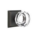 Emtek 8231-LW-US10B Lowell Crystal Door Knob Privacy Set With Quincy Rosette Oil Rubbed Bronze