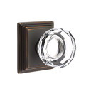 Emtek 8261-LW-US10B Lowell Crystal Door Knob Privacy Set With Wilshire Rosette Oil Rubbed Bronze