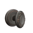 Emtek 8051-V-US10B Victoria Door Knob Dummy Set With Rope Rosette Oil Rubbed Bronze