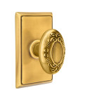 Emtek 8221-V-US7 Victoria Door Knob Privacy Set With Rectangular Rosette French Antique
