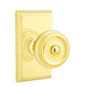Emtek 8121-W-US3 Waverly Door Knob Passage Set With Rectangular Rosette Polished Brass