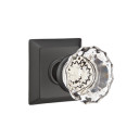Emtek 8531-AS-US19 Astoria Clear Crystal Door Knob Dummy Set With Quincy Rosette Flat Black