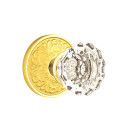 Emtek 8206-AS-US3 Astoria Clear Crystal Door Knob Privacy Set With Lancaster Rosette Polished Brass