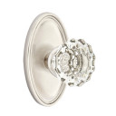 Emtek 8220-AS-US15 Astoria Clear Crystal Door Knob Privacy Set With Oval Rosette Satin Nickel