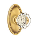 Emtek 8220-AS-US7 Astoria Clear Crystal Door Knob Privacy Set With Oval Rosette French Antique