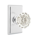Emtek 8221-AS-US26 Astoria Clear Crystal Door Knob Privacy Set With Rectangular Rosette Polished Chrome