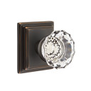 Emtek 8261-AS-US10B Astoria Clear Crystal Door Knob Privacy Set With Wilshire Rosette Oil Rubbed Bronze