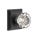 Emtek 8261-AS-US19 Astoria Clear Crystal Door Knob Privacy Set With Wilshire Rosette Flat Black
