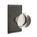 Emtek 8521-PC-US10B Providence Crystal Door Knob Dummy Set With Rectangular Rosette Oil Rubbed Bronze