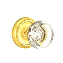 Emtek 8201-GT-US3 Georgetown Crystal Door Knob Privacy Set With Rope Rosette Polished Brass