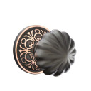 Emtek 8056-MN-US10B Melon Door Knob Dummy Set With Lancaster Rosette Oil Rubbed Bronze