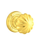 Emtek 8207-MN-US3 Melon Door Knob Privacy Set With Ribbon & Reed Rosette Polished Brass