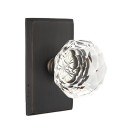 Emtek 7054-CK-MB Diamond Crystal Door Knob Dummy Set With Sandcast Bronze #3 Rosette Medium Bronze