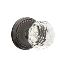 Emtek 8051-CK-US10B Diamond Crystal Door Knob Dummy Set With Rope Rosette Oil Rubbed Bronze