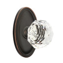 Emtek 8520-CK-US10B Diamond Crystal Door Knob Dummy Set With Oval Rosette Oil Rubbed Bronze