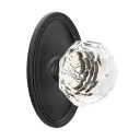 Emtek 8520-CK-US19 Diamond Crystal Door Knob Dummy Set With Oval Rosette Flat Black