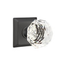 Emtek 8531-CK-US19 Diamond Crystal Door Knob Dummy Set With Quincy Rosette Flat Black