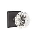 Emtek 7111-CK-FB Diamond Crystal Door Knob Passage Set With Sandcast Bronze #6 Rosette Flat Black