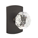 Emtek 7200-CK-FB Diamond Crystal Door Knob Privacy Set With Sandcast Bronze #4 Rosette Flat Black