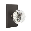 Emtek 7204-CK-FB Diamond Crystal Door Knob Privacy Set With Sandcast Bronze #3 Rosette Flat Black