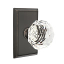 Emtek 8121-CK-US10B Diamond Crystal Door Knob Passage Set With Rectangular Rosette Oil Rubbed Bronze