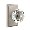 Emtek 8121-CK-US15A Diamond Crystal Door Knob Passage Set With Rectangular Rosette Pewter