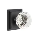 Emtek 8161-CK-US19 Diamond Crystal Door Knob Passage Set With Wilshire Rosette Flat Black