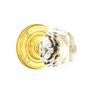 Emtek 8207-CK-US3 Diamond Crystal Door Knob Privacy Set With Ribbon & Reed Rosette Polished Brass