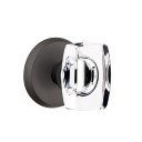 Emtek 7056-WS-FB Windsor Crystal Door Knob Dummy Set With Sandcast Bronze #2 Rosette Flat Black