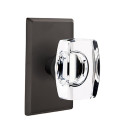 Emtek 7204-WS-FB Windsor Crystal Door Knob Privacy Set With Sandcast Bronze #3 Rosette Flat Black