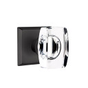 Emtek 7211-WS-FB Windsor Crystal Door Knob Privacy Set With Sandcast Bronze #6 Rosette Flat Black