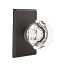 Emtek 7204-OT-FB Old Town Clear Crystal Door Knob Privacy Set With Sandcast Bronze #3 Rosette Flat Black