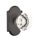 Emtek 7208-OT-FB Old Town Clear Crystal Door Knob Privacy Set With Sandcast Bronze #1 Rosette Flat Black