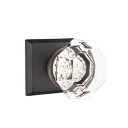 Emtek 7211-OT-FB Old Town Clear Crystal Door Knob Privacy Set With Sandcast Bronze #6 Rosette Flat Black