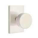 Emtek 5212-ROU-US15 Round Door Knob Privacy Set With Modern Rectangular Rosette Satin Nickel