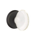 Emtek 7056-HT-MB Hampton Crystal Door Knob Dummy Set With Sandcast Bronze #2 Rosette Medium Bronze