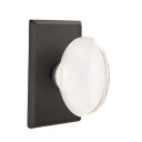 Emtek 7104-HT-FB Hampton Crystal Door Knob Passage Set With Sandcast Bronze #3 Rosette Flat Black