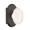 Emtek 7108-HT-FB Hampton Crystal Door Knob Passage Set With Sandcast Bronze #1 Rosette Flat Black