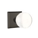 Emtek 7211-BL-FB Bristol Crystal Door Knob Privacy Set With Sandcast Bronze #6 Rosette Flat Black